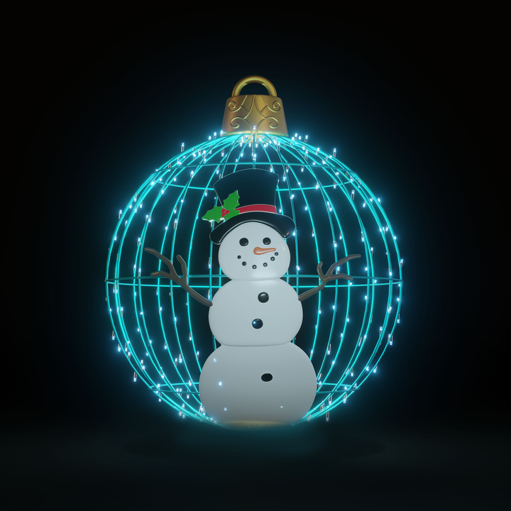 Christmas Ball Snowman 4ft Turquoise - Hanging