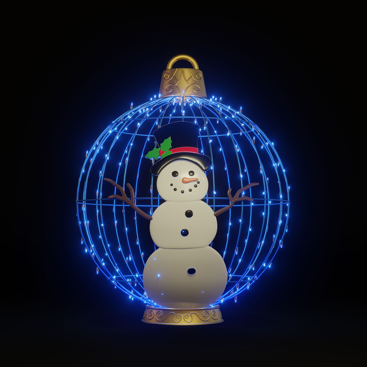 Christmas Ball Snowman 4ft Blue - Standing