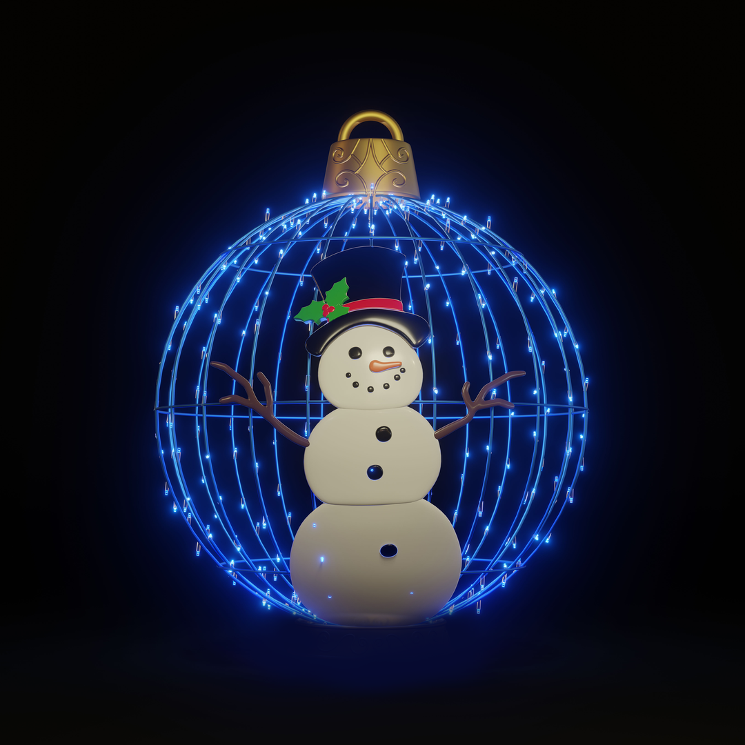 Christmas Ball Snowman 4ft Blue - Hanging
