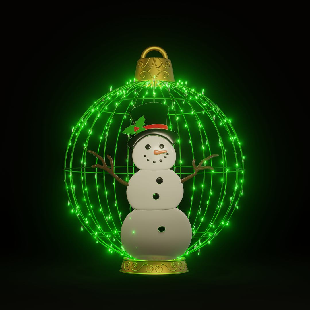 Christmas Ball Snowman 4ft Green - Standing