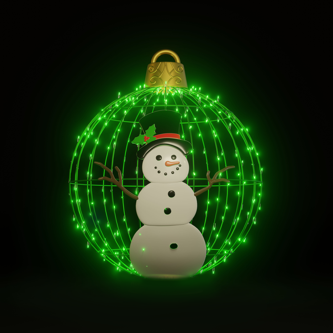 Christmas Ball Snowman 4ft Green - Hanging
