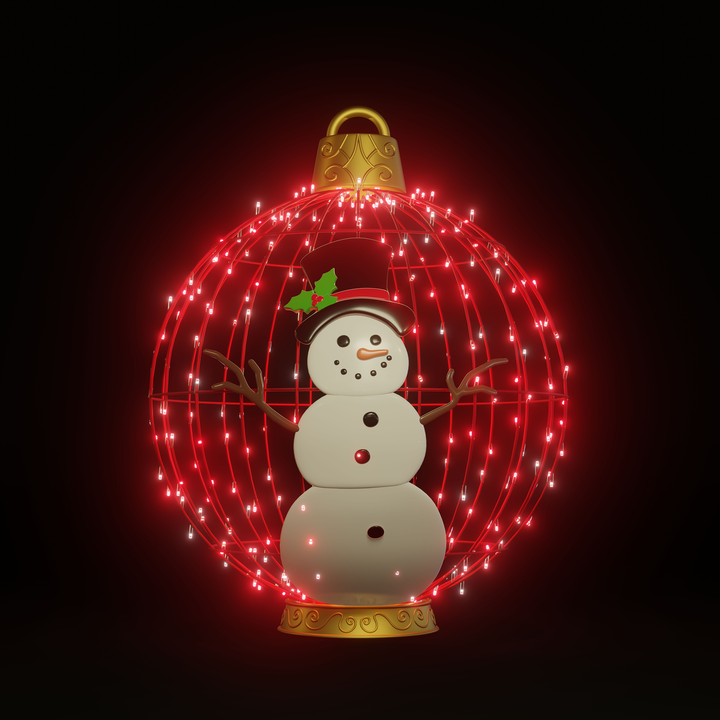 Christmas Ball Snowman 4ft Red - Standing