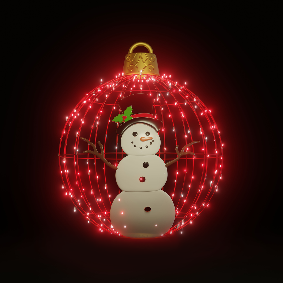 Christmas Ball Snowman 4ft Red - Hanging