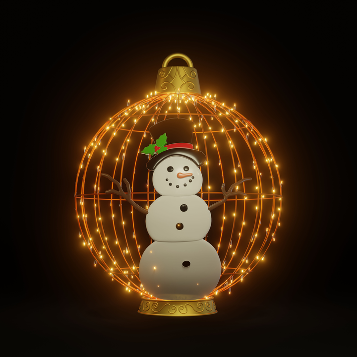 Christmas Ball Snowman 4ft Orange - Standing