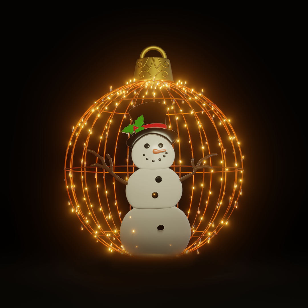Christmas Ball Snowman 4ft Orange - Hanging
