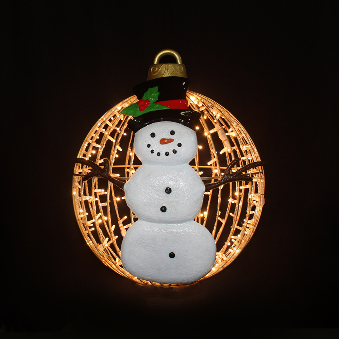 Christmas Ball Snowman 4ft Warm White - Hanging