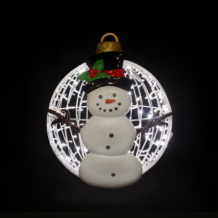 Christmas Ball Snowman 4ft Cold White - Hanging
