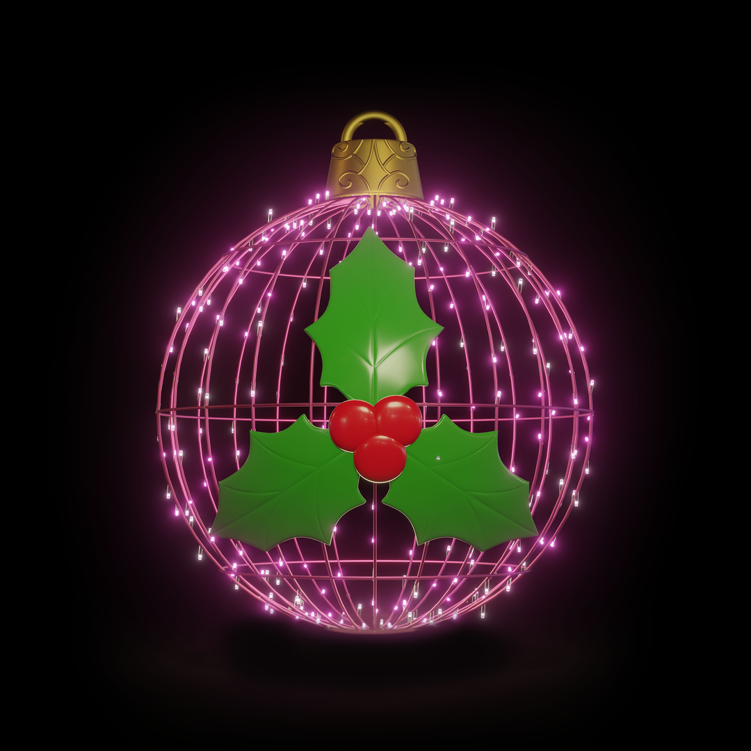 Christmas Ball Mistletoe 4ft Pink - Hanging