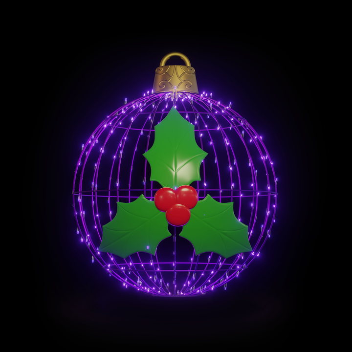 Christmas Ball Mistletoe 4ft Purple - Hanging