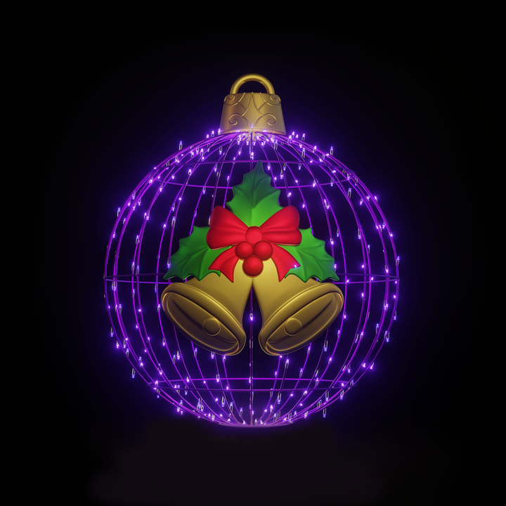 Christmas Ball "Bells" 4ft Purple - Hanging