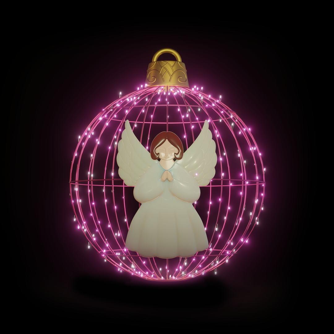 Christmas Ball "Angel" 4ft Pink - Hanging