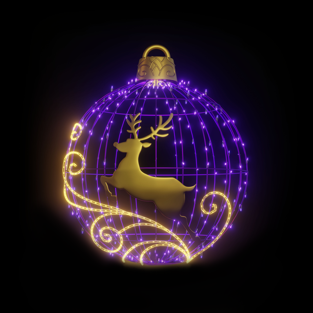 Christmas Ball "Reindeer" 4ft Purple - Hanging