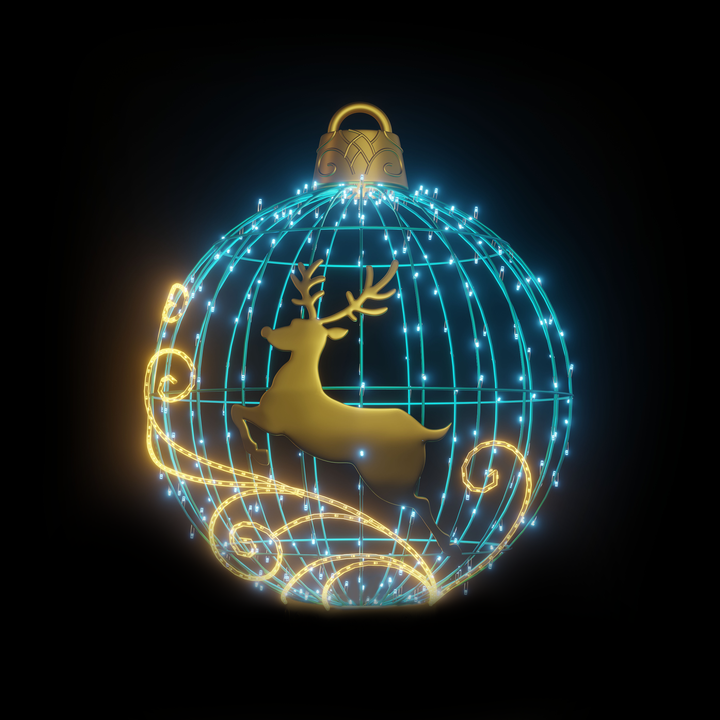 Christmas Ball "Reindeer" 4ft Turquoise - Hanging