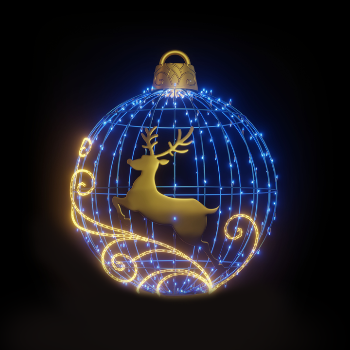 Christmas Ball "Reindeer" 4ft Blue - Hanging