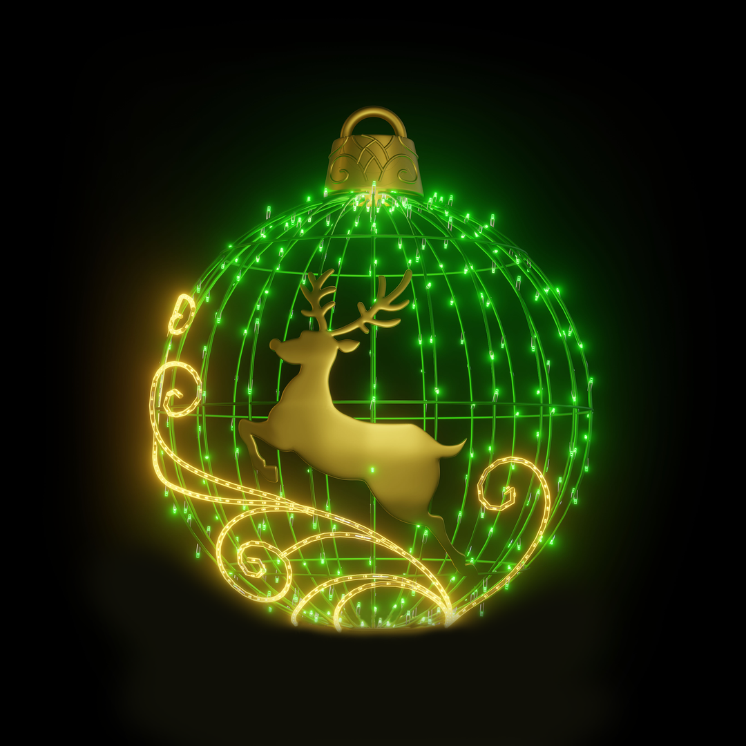 Christmas Ball "Reindeer" 4ft Green - Hanging