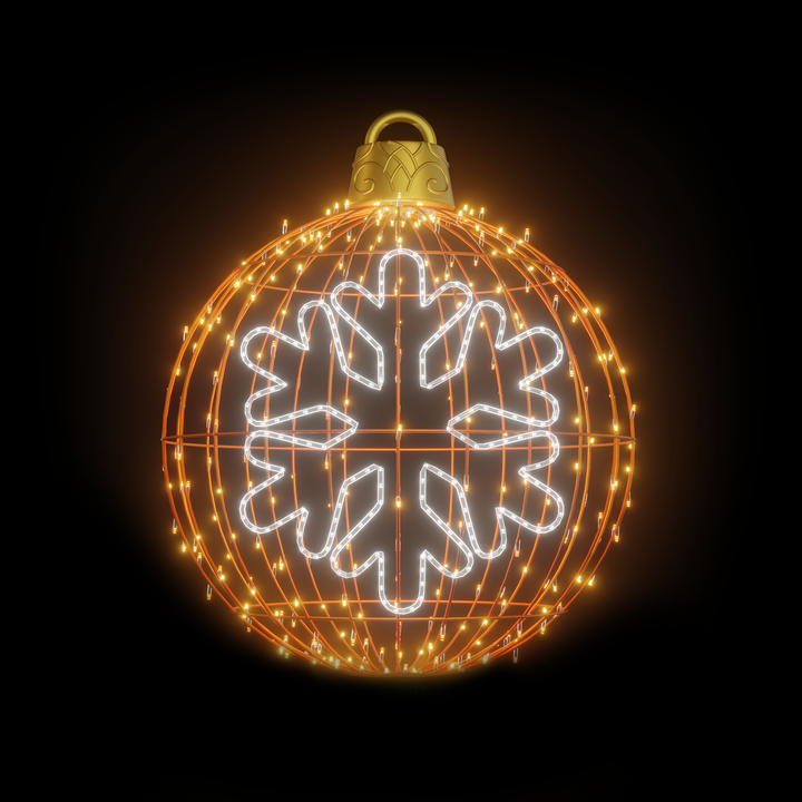 Christmas Ball "Snowflake" 4ft Orange - Hanging