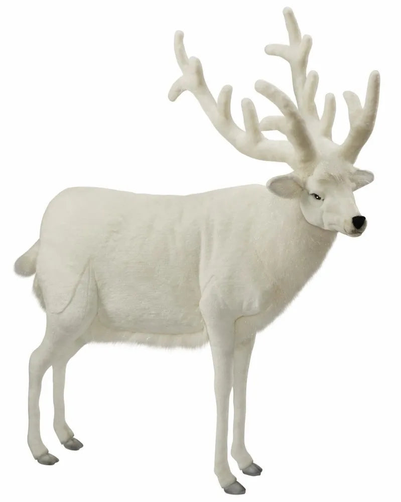 an animatronic white deer